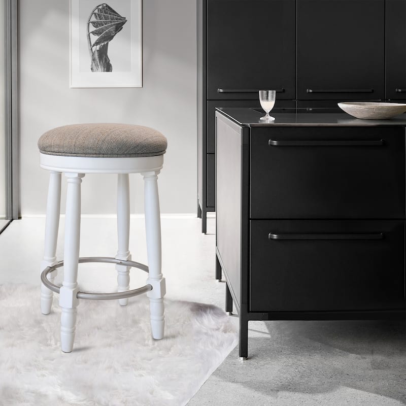 Bar Stools Set of 2, 26" Counter Height, 360° Swivel Wooden Bar stool with Fabric Upholstered Seat