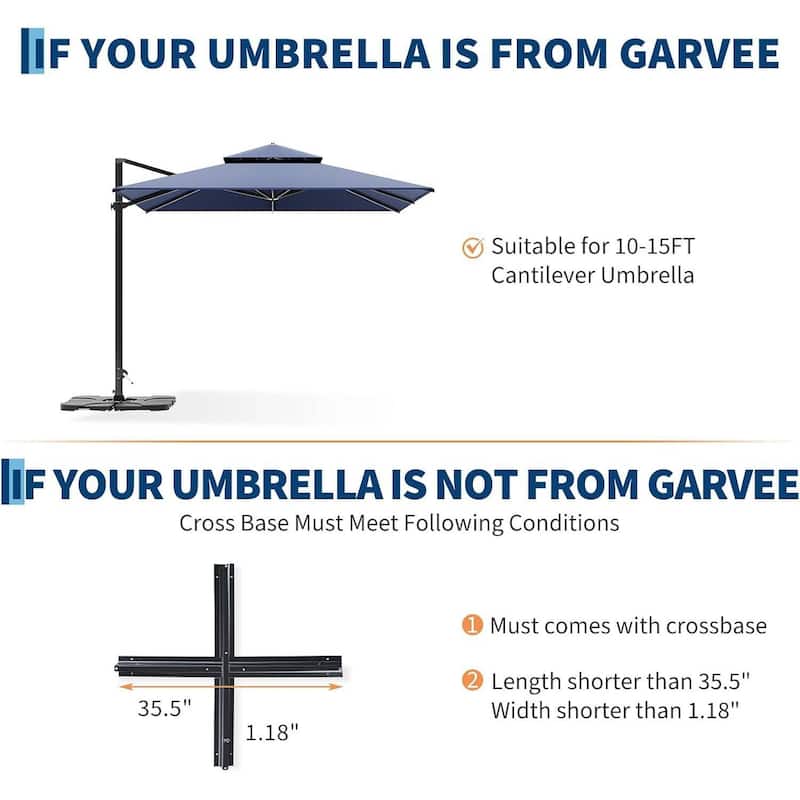 330LB Capacity 4Pcs Patio Umbrella Base, Umbrella Stand for 10-15FT Umbrellas, Outdoor Deck Poolside