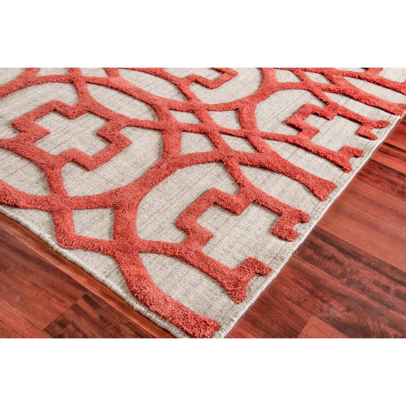 EXQUISITE RUGS Windsor Hand-loomed Wool/Bamboo Silk Rust/Grey Area Rug.