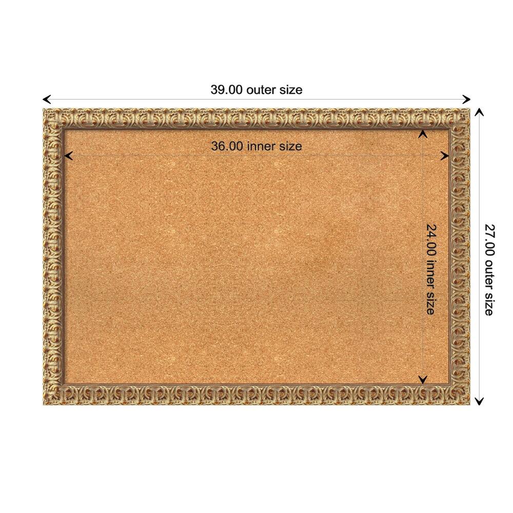 Florentine Wood Framed Natural Corkboard Bulletin Board