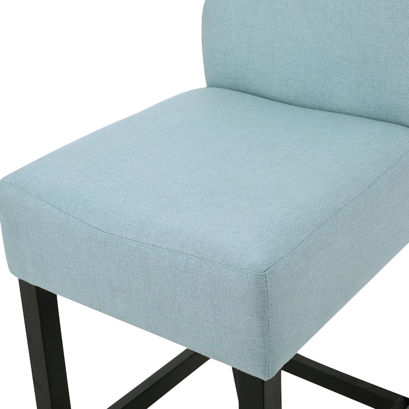 Roomfitters 30-Inch Fabric Bar Stools, Set of 2 Upholstered Bar Height Chairs with Wood Frame, Light Blue