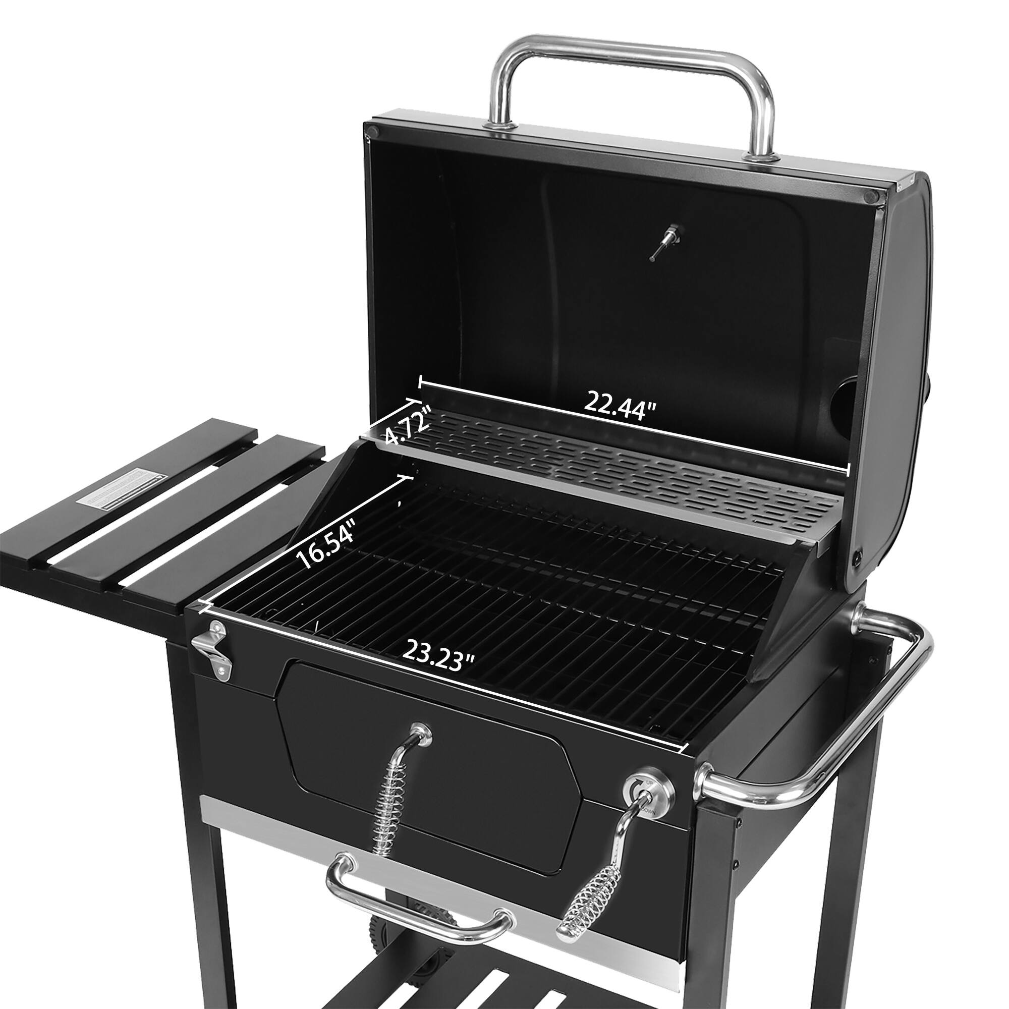 Royal Gourmet 24Inch Charcoal Grill with Foldable Table,Black Bed