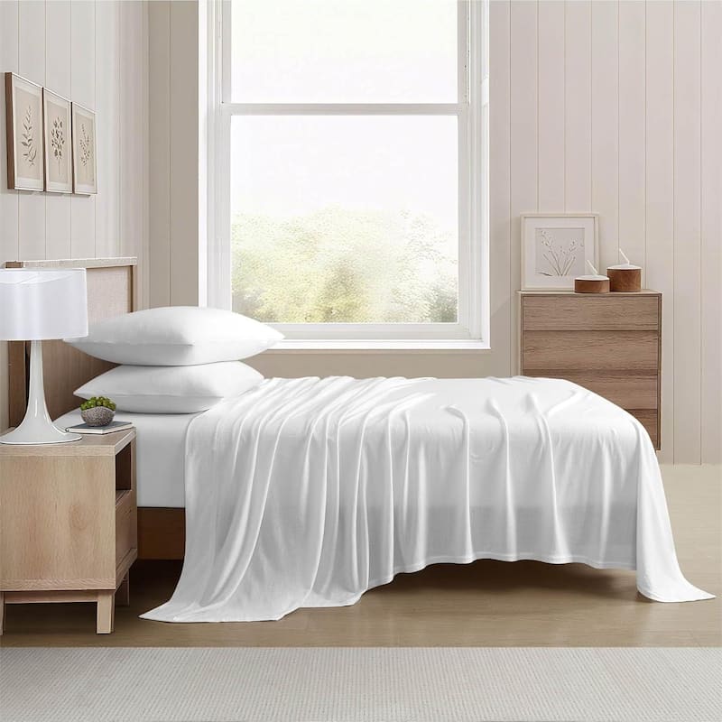 Aeropostale Super Soft White Jersey Knit Sheet Set All-Season Comfort