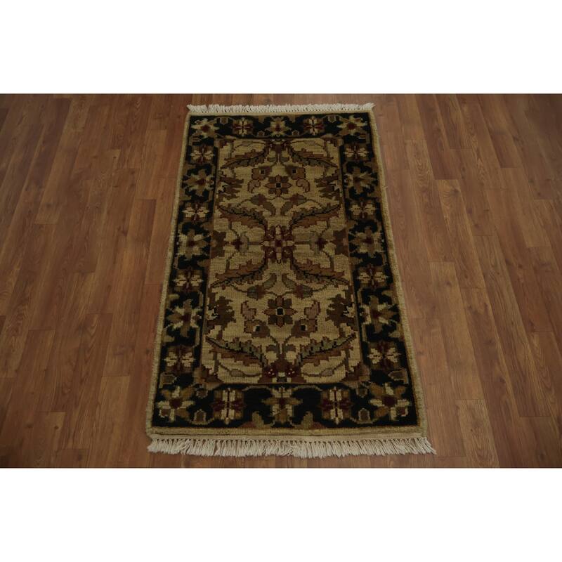 Hand Knotted Oriental 100% Wool Carpet Traditional Floral Beige & Ivories Agra Area Rug - 4' 2'' X 2' 6''