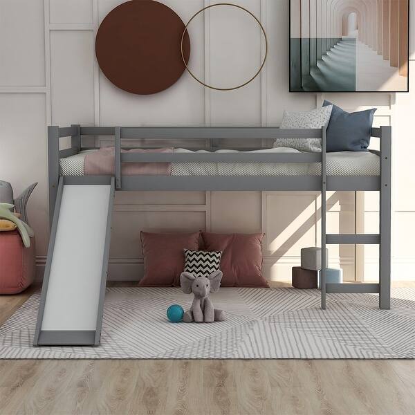 Shop Merax Wood Twin Loft Bed With Slide On Sale Overstock 31825390