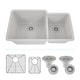preview thumbnail 1 of 6, Lexicon Platinum Quartz 60/40 Double Bowl Kitchen Sink Galaxy White