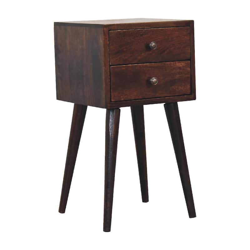 Artisan Furniture Solid Wood Mini 2 Drawer Light Walnut Nightstand