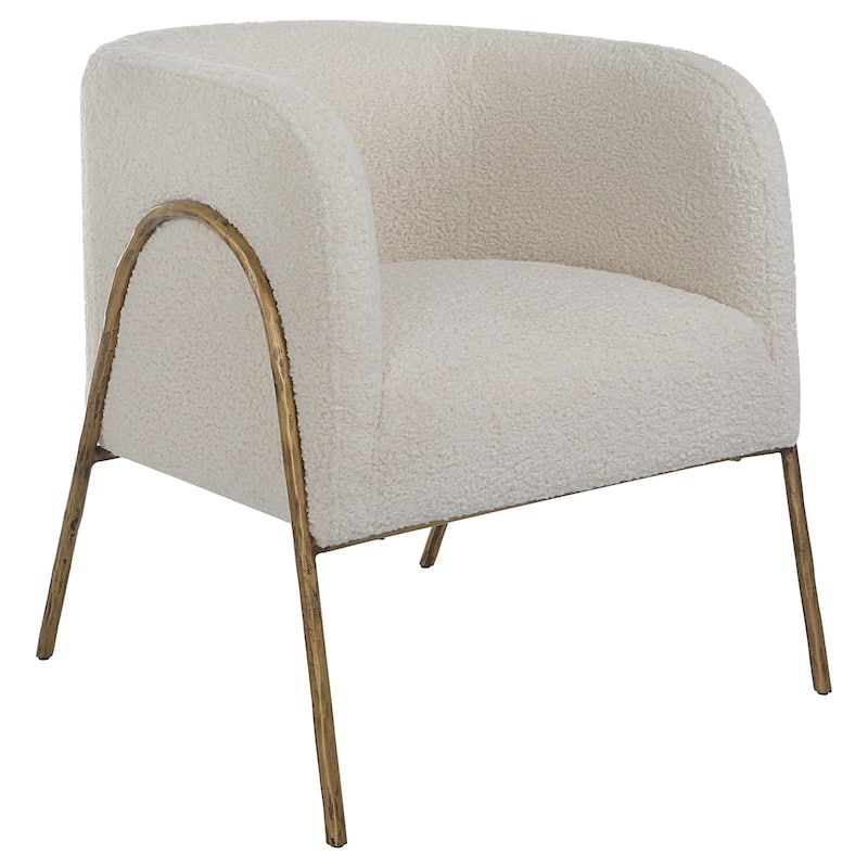 Uttermost Jacobsen Off White Shearling Accent Chair - 27"W x 28.5"H x 27"D