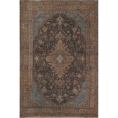 Gray Over-Dyed Tabriz Persian Vintage Rug Hand-Knotted Wool Carpet - 6'7"x 9'6"