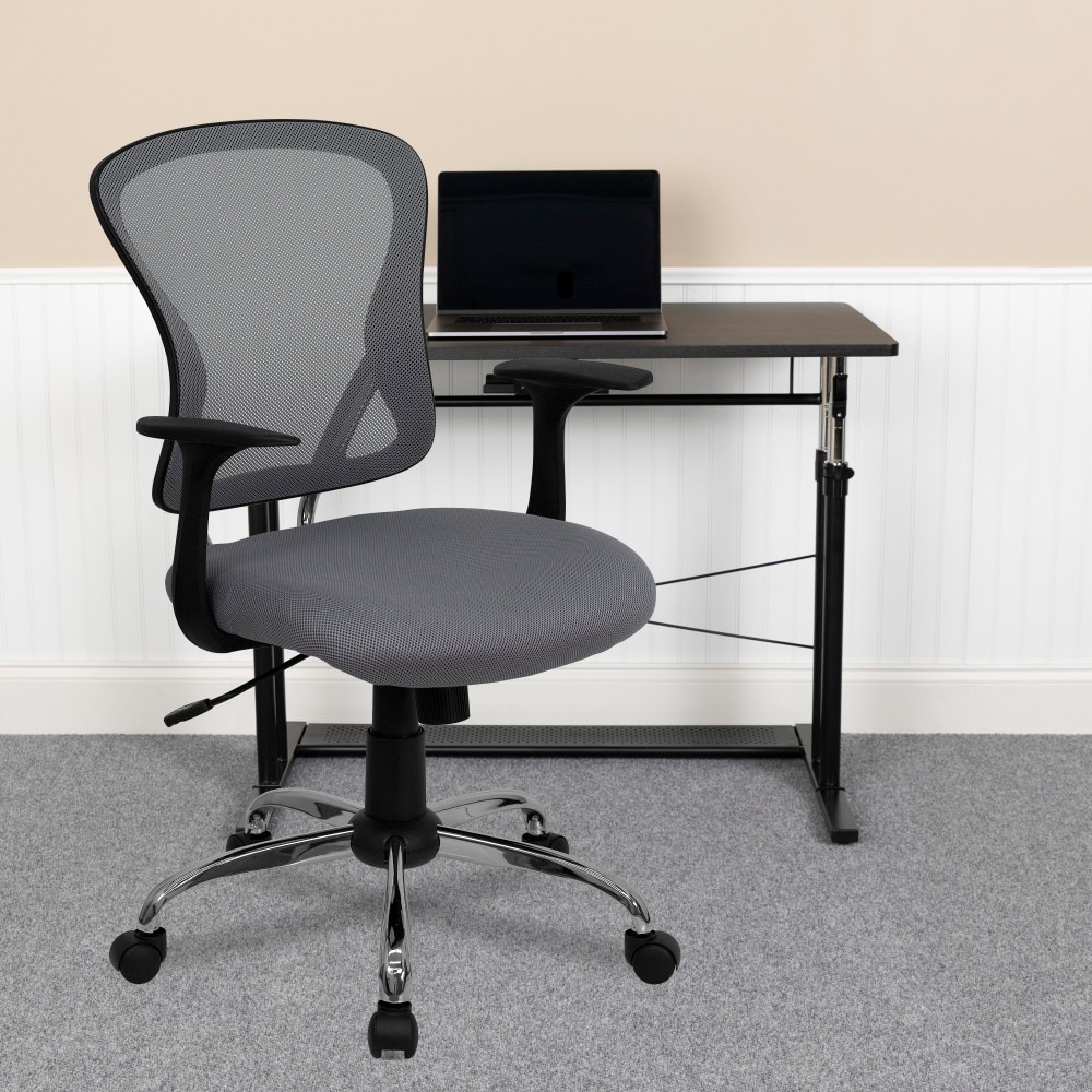 Mid-Back Mesh Swivel Task Office Chair with Chrome Base and Arms