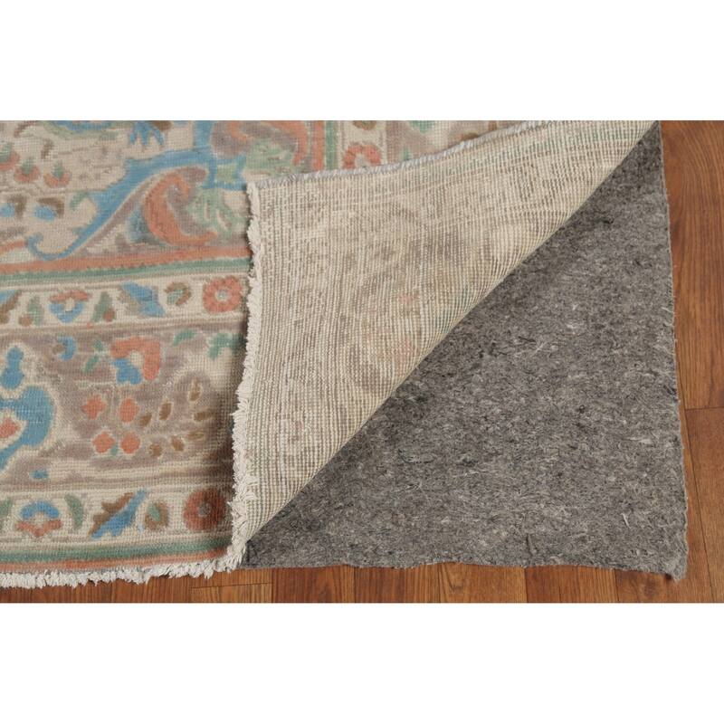 Floral Gray Tabriz Persian Antique Area Rug Handmade Wool Carpet - 8'2"x 11'1"