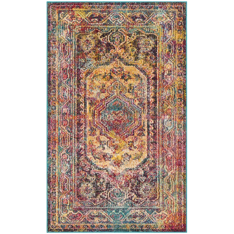 SAFAVIEH Crystal Elmije Vintage Boho Oriental Rug - 3' x 5' - Teal/Rose