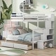 preview thumbnail 1 of 7, White Twin Over Full Pine Bunk Bed with Staircase Storage, Drawers, Convertible White