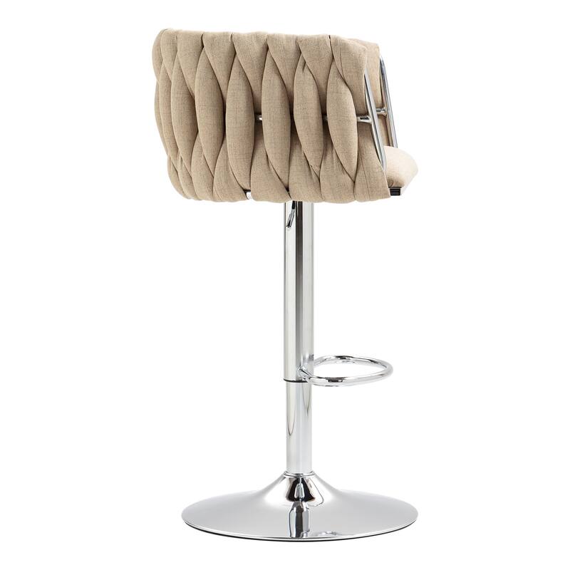 Fabric Cover Swivel Bar Stools Set of 2, Counter Height Chair with Back and Footrest, Dining Room Chair with Metal Frame