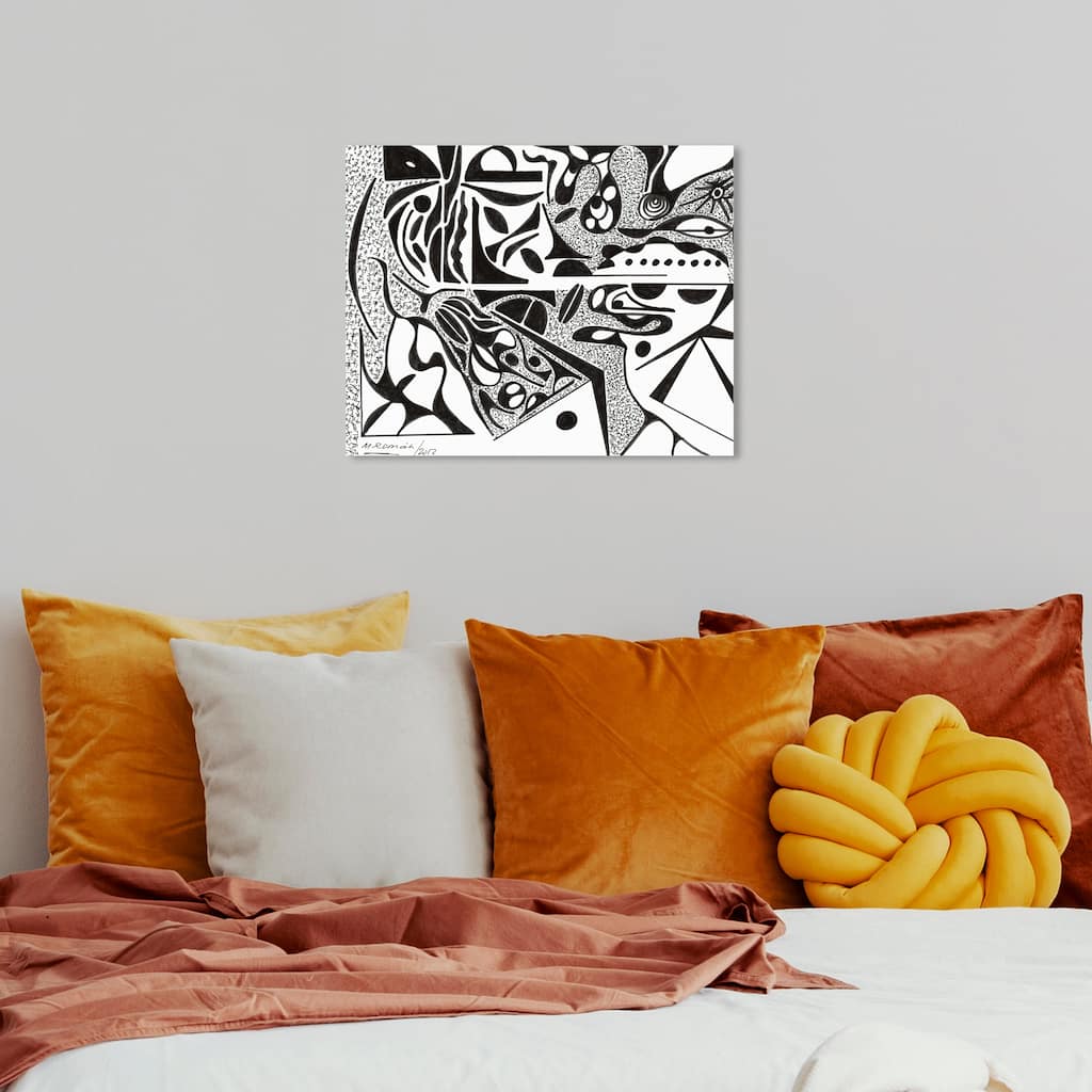 Wynwood Studio Abstract Manuel Roman - Flowing Lines Black and Modern & Contemporary Wall Art Canvas Print