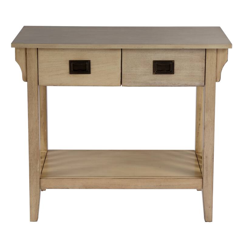 Larina 36 in. W Rectangular Wood 2-Drawer Console Table with Lower Open Shelf