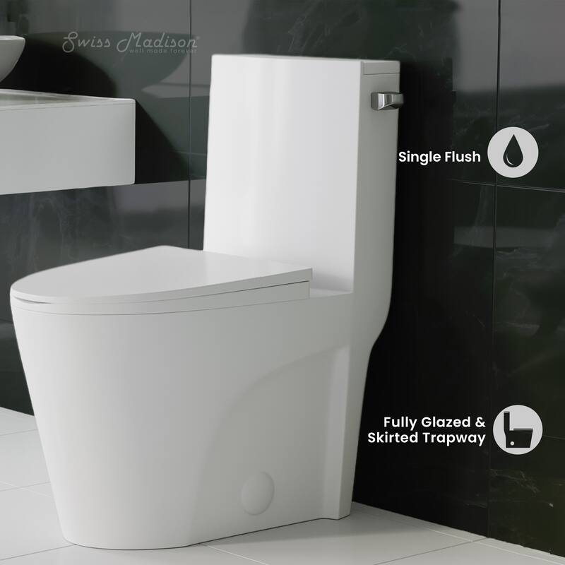 St. Tropez One-Piece 10" Rough-In 1.28 Gpf Right-Hand Vortex Flush Elongated Toilet In Glossy White