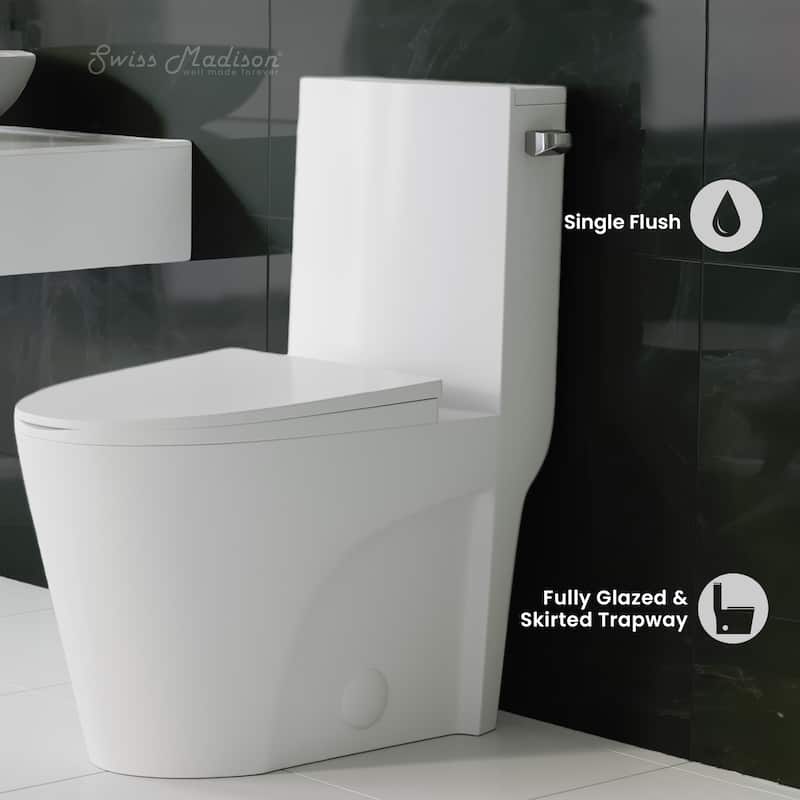 St. Tropez One-Piece 10" Rough-In 1.28 Gpf Right-Hand Vortex Flush Elongated Toilet In Matte White