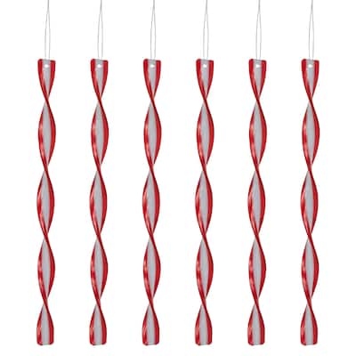6ct Red and White Candy Swirl Christmas Ornaments 8"