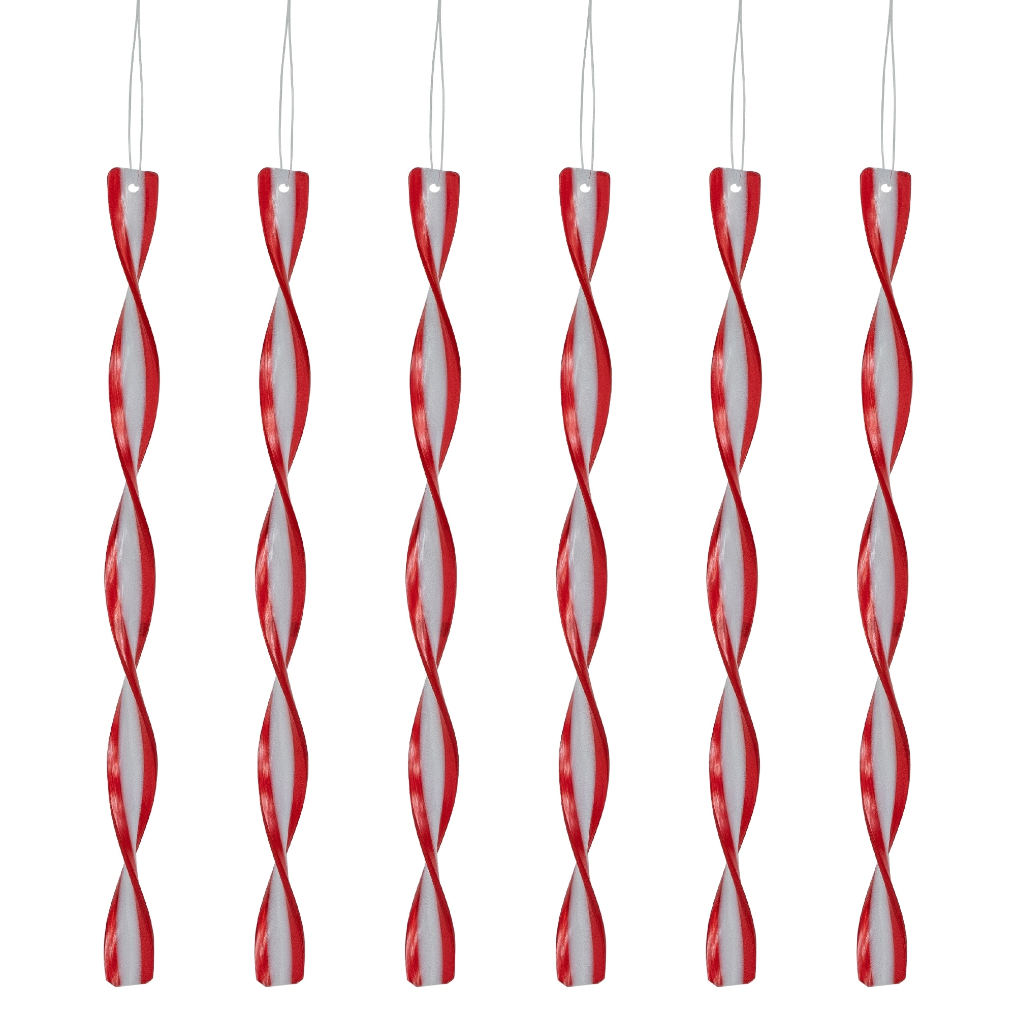 6ct Red and White Candy Swirl Christmas Ornaments 8"