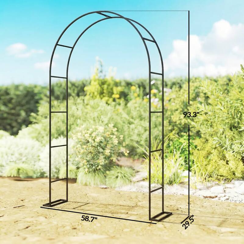 Outsunny 8 ft Steel Garden Arch, Garden Arbor Trellis with Large Base for Climbing Plants, Roses, Vines, Wedding Arch Stand