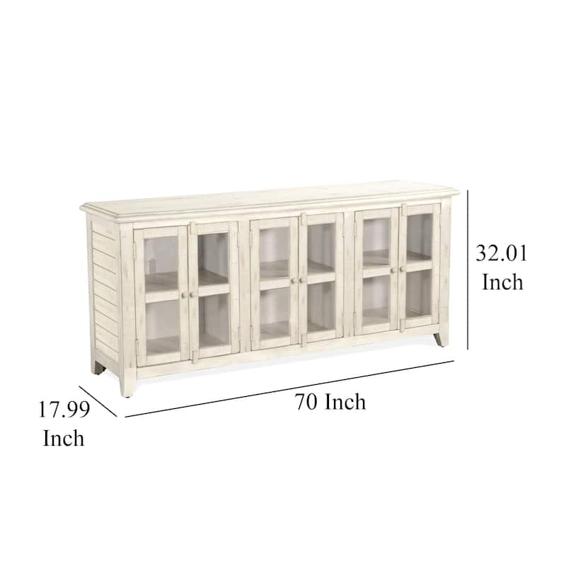 Rena TV Media Entertainment Console with Shelves, 70 Inch Rustic White