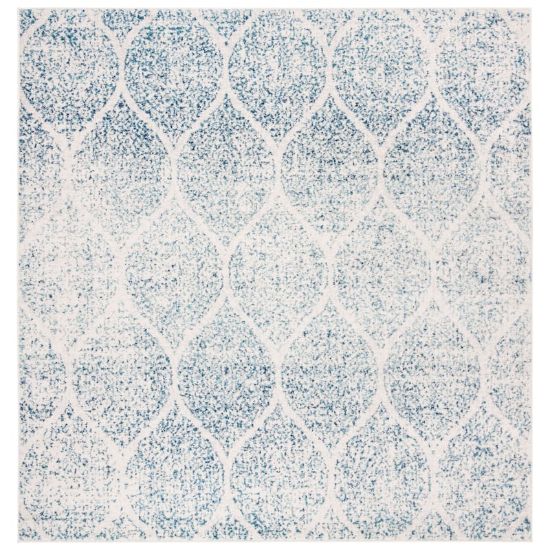 SAFAVIEH Madison Stella Boho Chic Ogee Trellis Rug - 6'7" x 6'7" Square - Cream/Turquoise