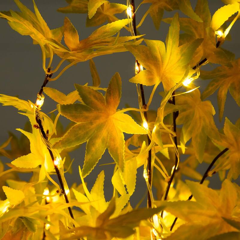 Pre-Lit Fall Harvest Yellow Maple Artificial Tree - 4' - Warm White LED Lights