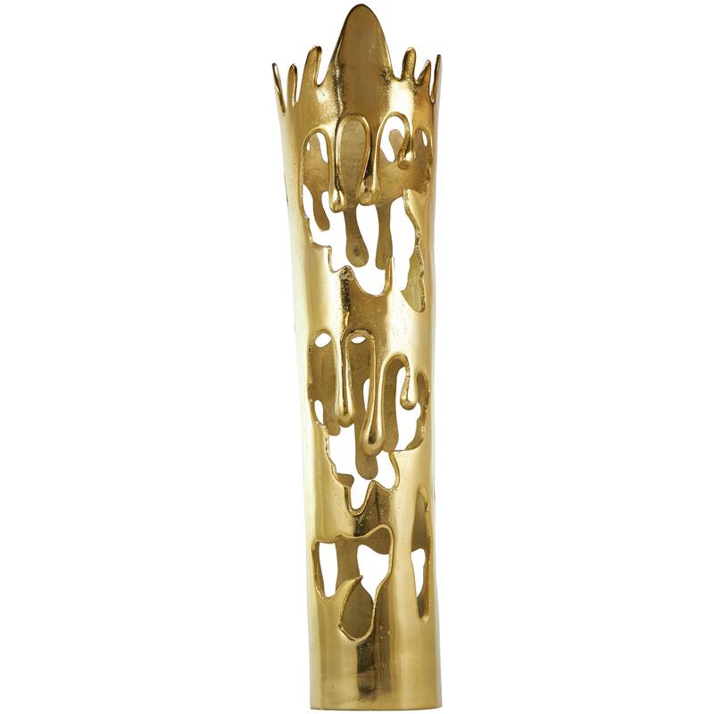 Gold, Silver or Black Aluminum Metal Drip Vase with Melting Designed Body