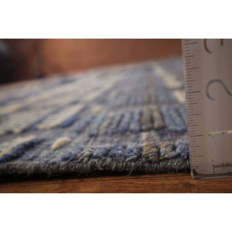 Blue Moroccan Palace Size Area Rug Handmade Wool Carpet - 14'9"x 18'0"