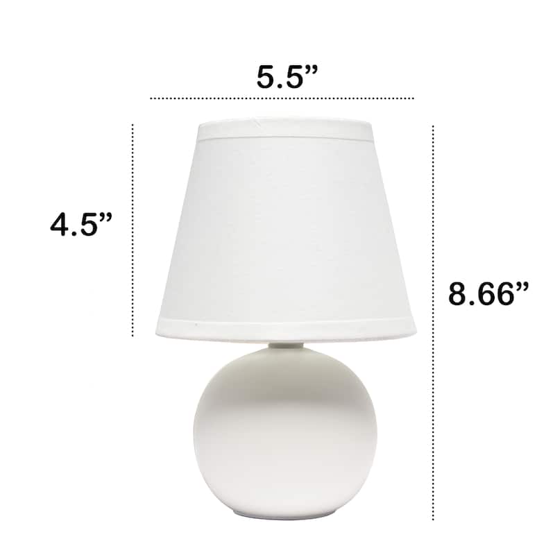 8.66" Petite Orb Lamp Two Pack Set w Matching Fabric Shade