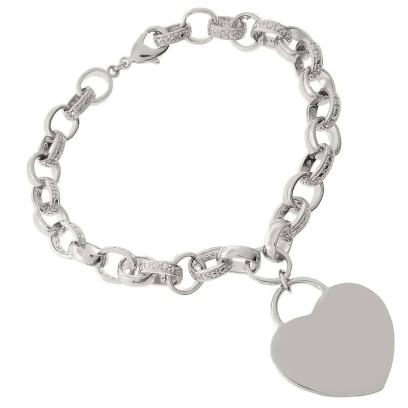 Victoria Townsend Silver Plated Diamond Accent Heart Tag Bracelet
