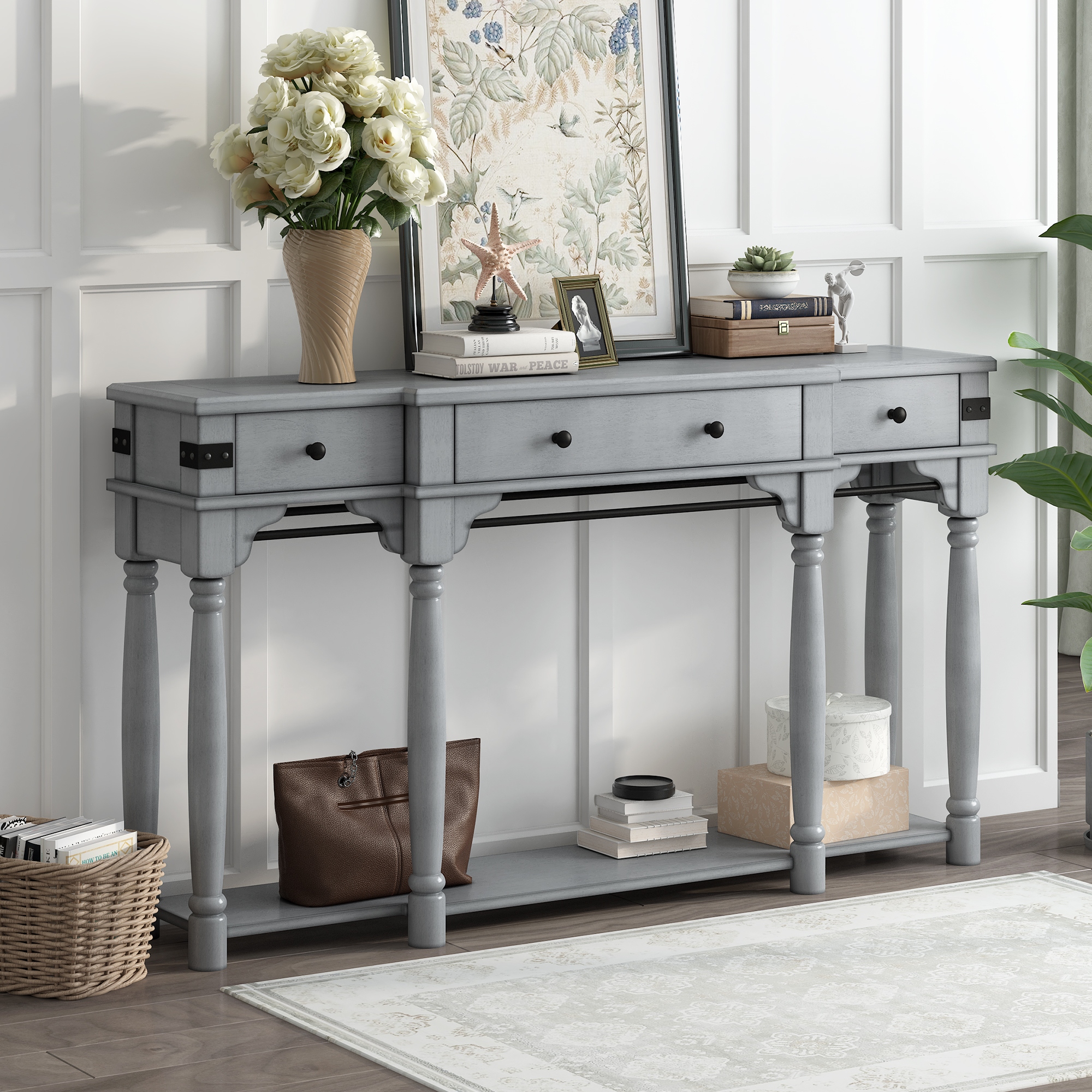 Distressed grey console table new arrivals