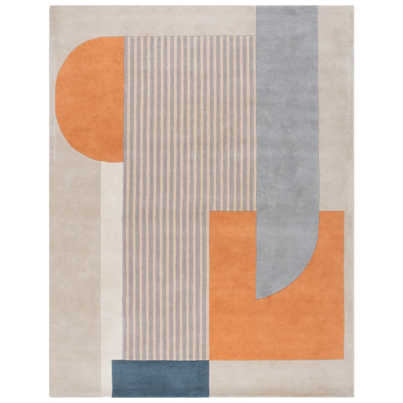 SAFAVIEH Handmade Rodeo Ulja Drive Mid-Century Modern Wool Rug - 8' x 10' - Blue/Orange
