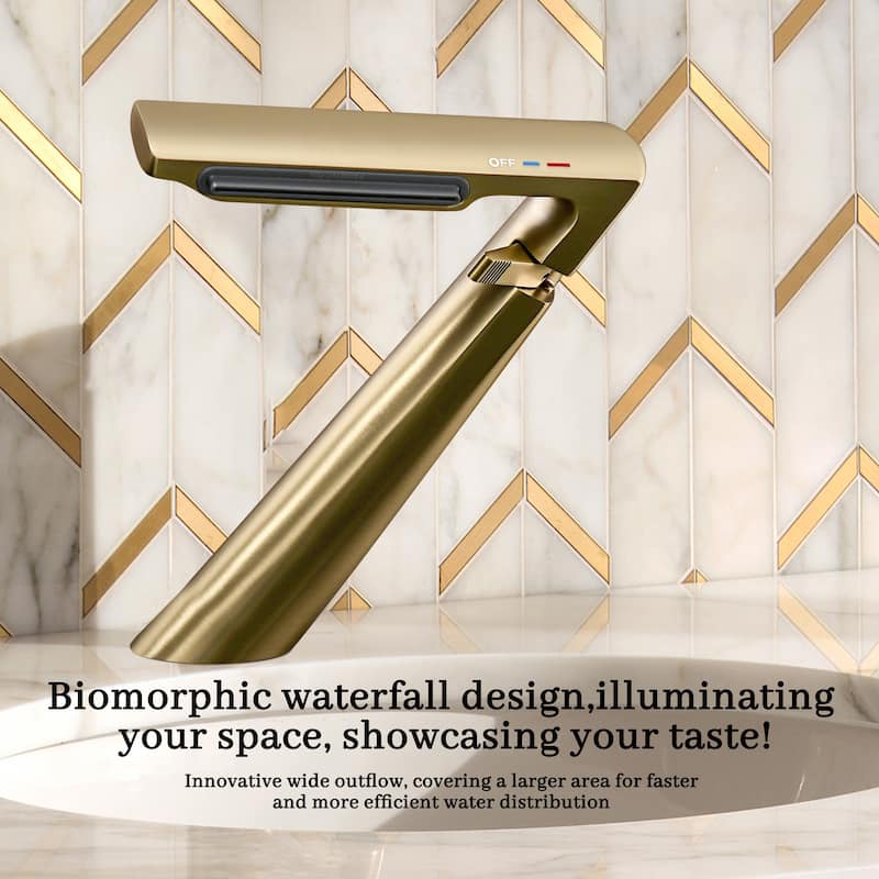 6.2"H Solid Brass Bathroom Waterfall Sink Faucet