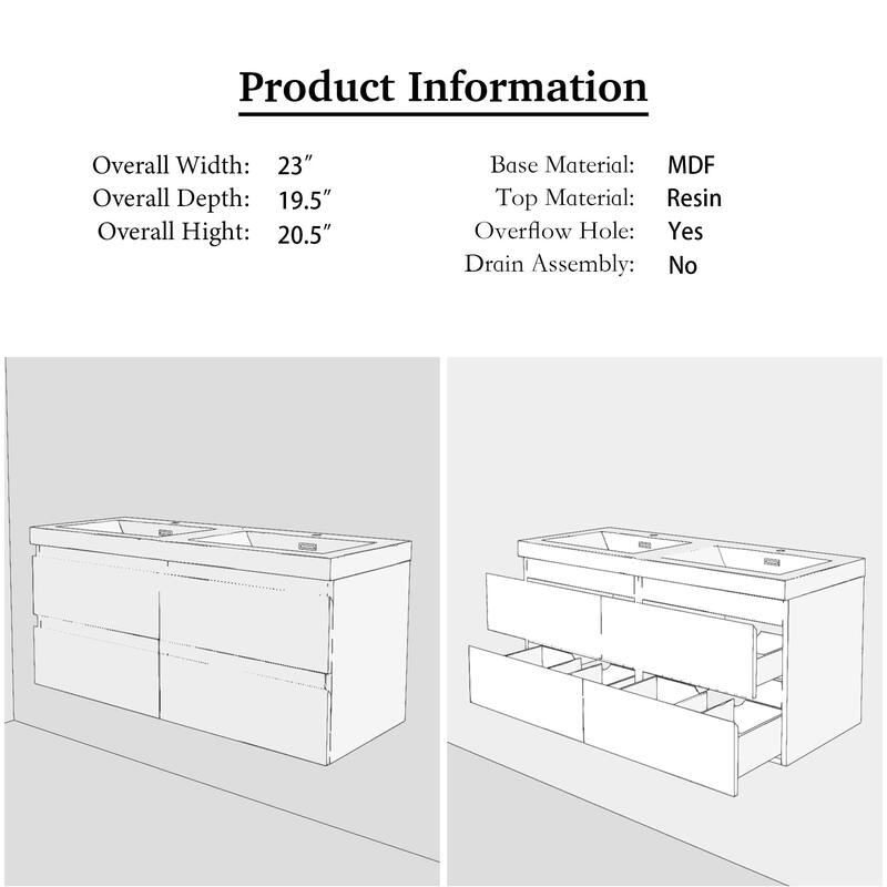 MDF Wall-Mounted Bathroom Vanity Set in Rose Wood with Integrated Culture Marble Sink