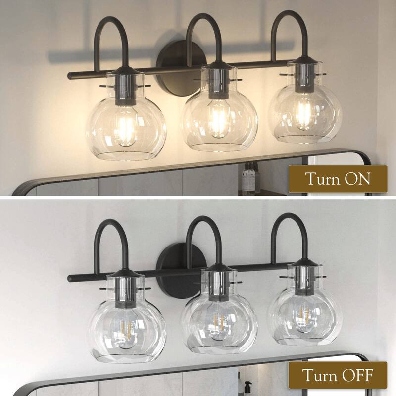 Modern 2/3/4 Bathroom Vanity Lights Clear Globe Glass Shade