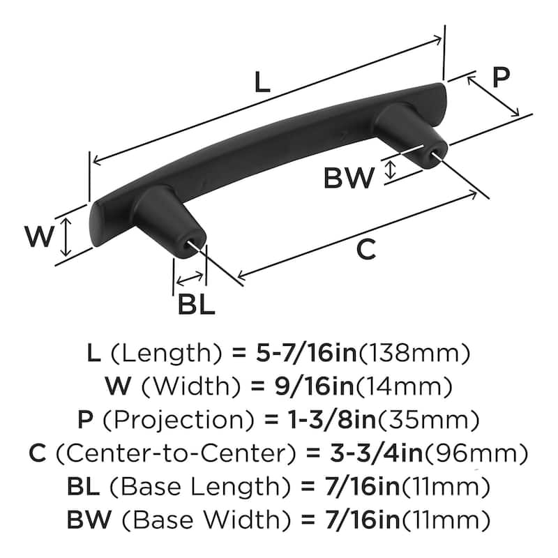 Amerock BP37310 Willow 3-3/4" Center to Center Bar Cabinet Pull