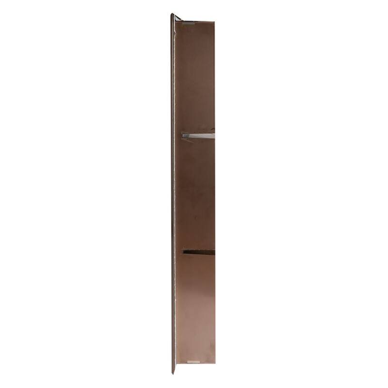 ALFI brand 8" x 36" Brushed Copper PVD Stainless Steel Vertical Triple Shelf Shower Niche - Mahogany