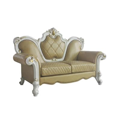 Deveraux Butterscotch and Antique Pearl Diamond Tufting Loveseat