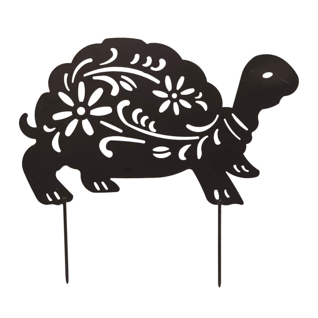 Transpac Metal 18.25" Black Spring Turtle Critter Cutout Yardstake