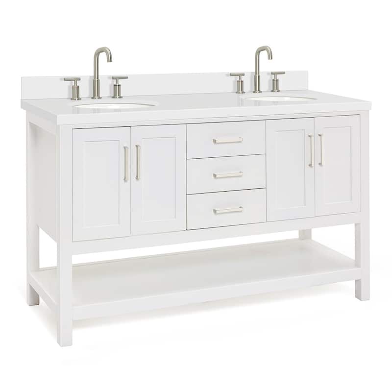 Ariel S061DWQOVO Magnolia 60" Free Standing Double Basin Vanity Set