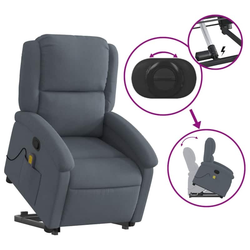 vidaXL Stand up Massage Recliner Chair Power Lift Wingback Armchair Velvet