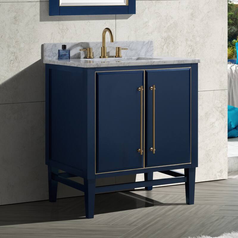 Avanity Carrara White Natural Marble Vanity Top with Rectangular Undermount Sinks
