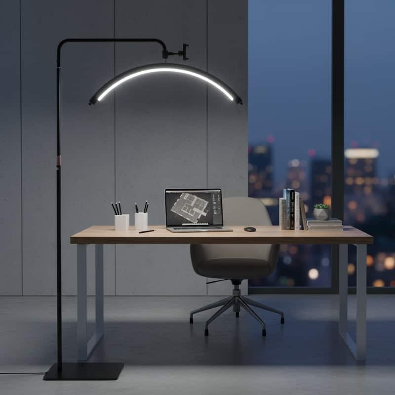 Minimal 74 inch Reading Floor Lamp - Black