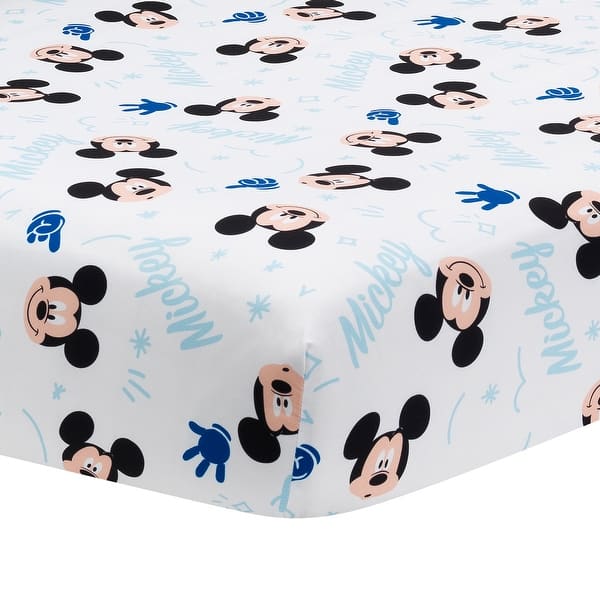 slide 2 of 5, Lambs & Ivy Disney Baby Forever Mickey Mouse White Fitted Crib Sheet