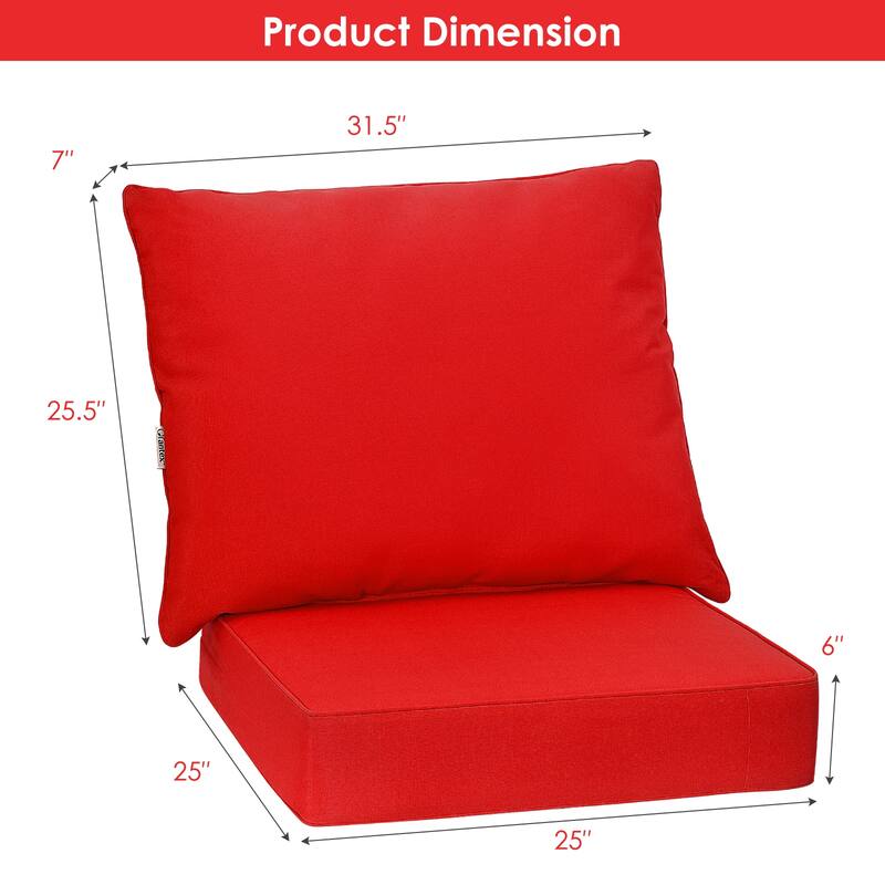 Gymax 2PCS Deep Seat Chair Cushion Pads Set Indoor/Outdoor w/ Rope