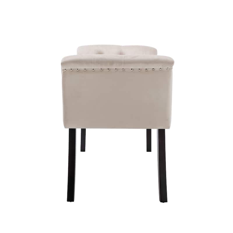 Porthos Home Sybil Tufted Velvet Accent Bench with Rubberwood Legs