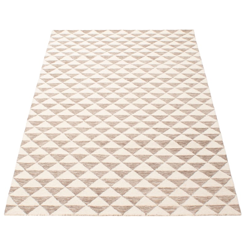 ECARPETGALLERY Hand Tufted Timeless Cream Wool Rug - 5'0 x 7'11