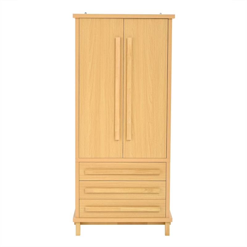 70" Wooden Kitchen Pantry Cupboard with 6 Door Shelves and 3 Drawers